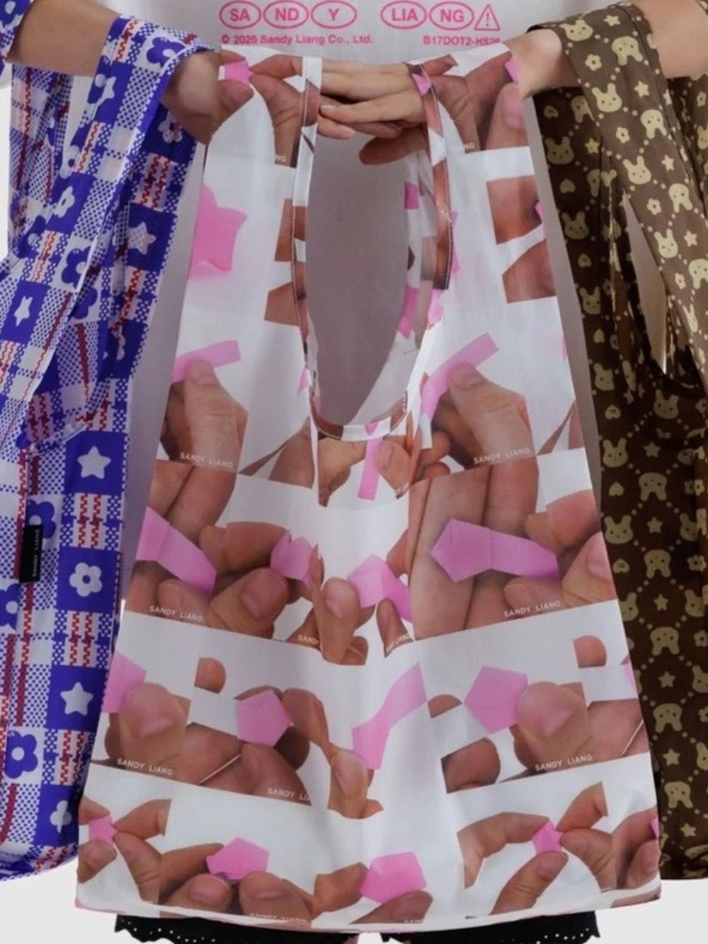 Sandy Liang X Baggu Origami Star Pink Foldable Tote Bag - Picture 4 of 4